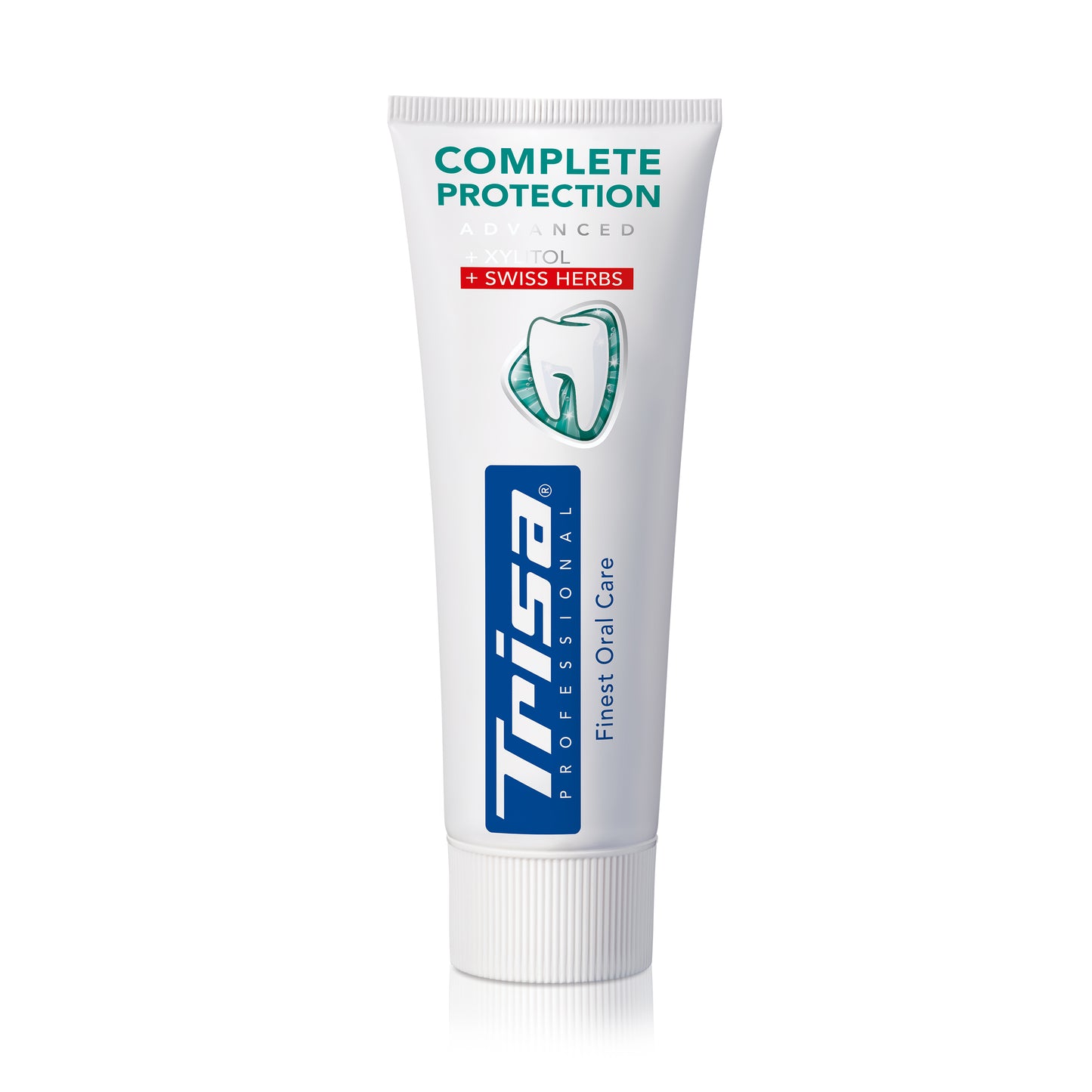 TRISA Complete Protection Swiss Herbs zobu pasta tube with herbal formula and fluoride protection