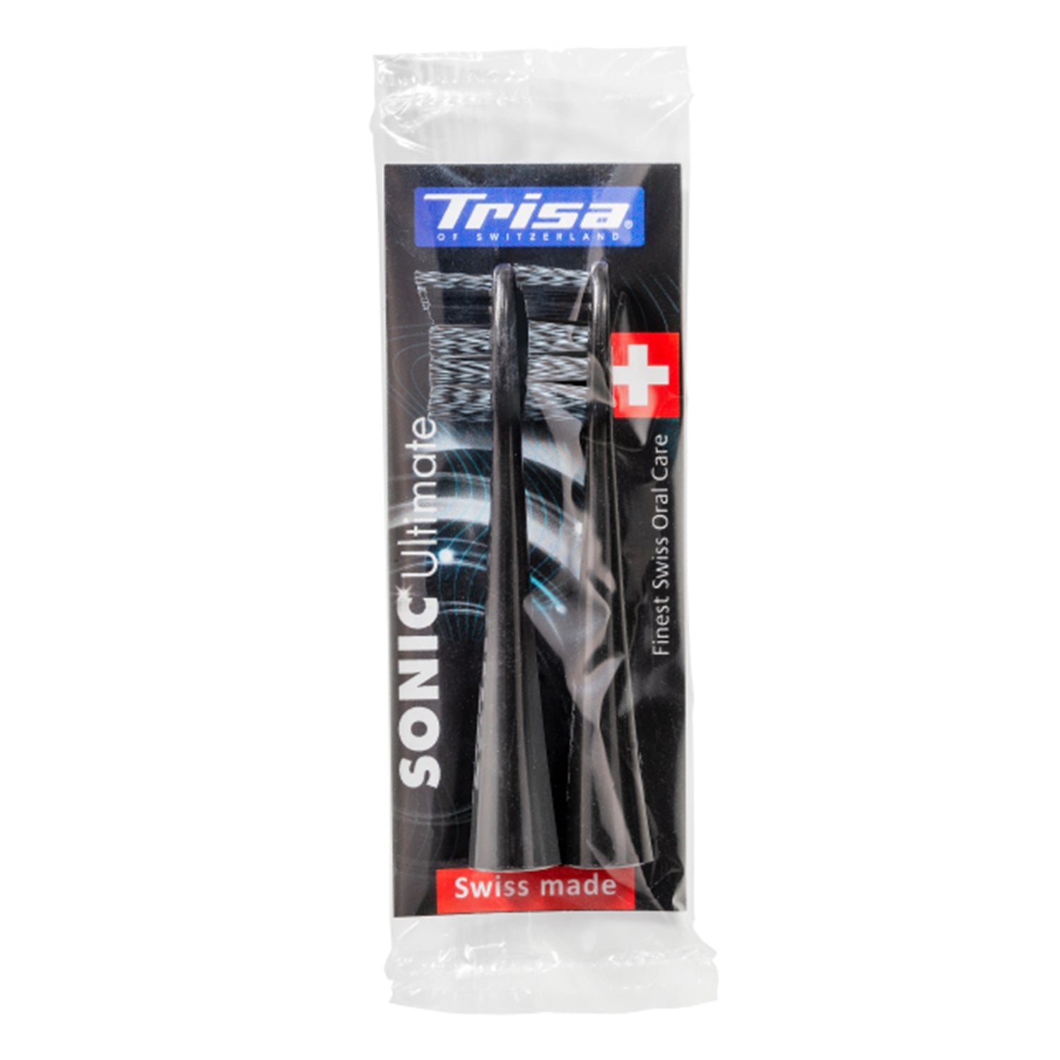 TRISA Sonic Ultimate Black Edition Replacement Set DUO with two Šveicē ražota brush heads